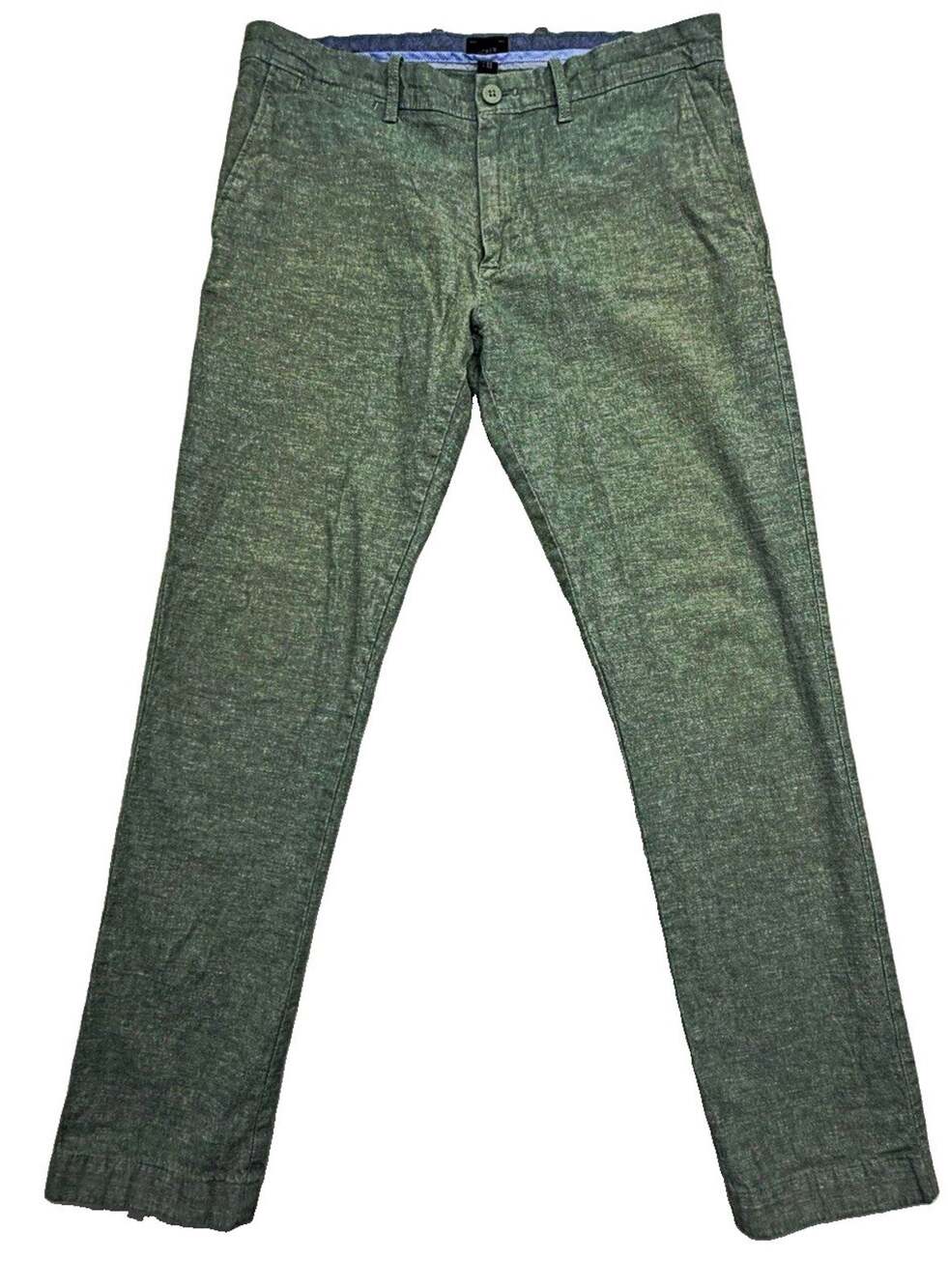 J.Crew 484 Slim Fit Chino Pants Mens 32x32 Green Cotton Linen Stretch BE457